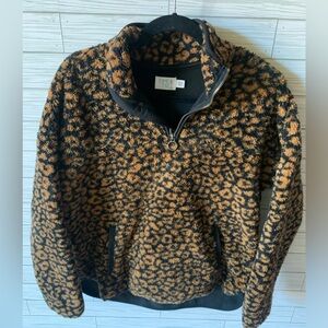 Time and tru leopard print fleece 1/4 zip pull over
